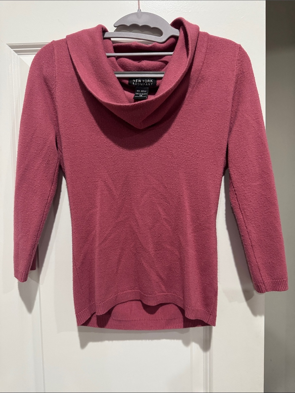 New York & Company Dusty Rose Cowl Neck Sweater